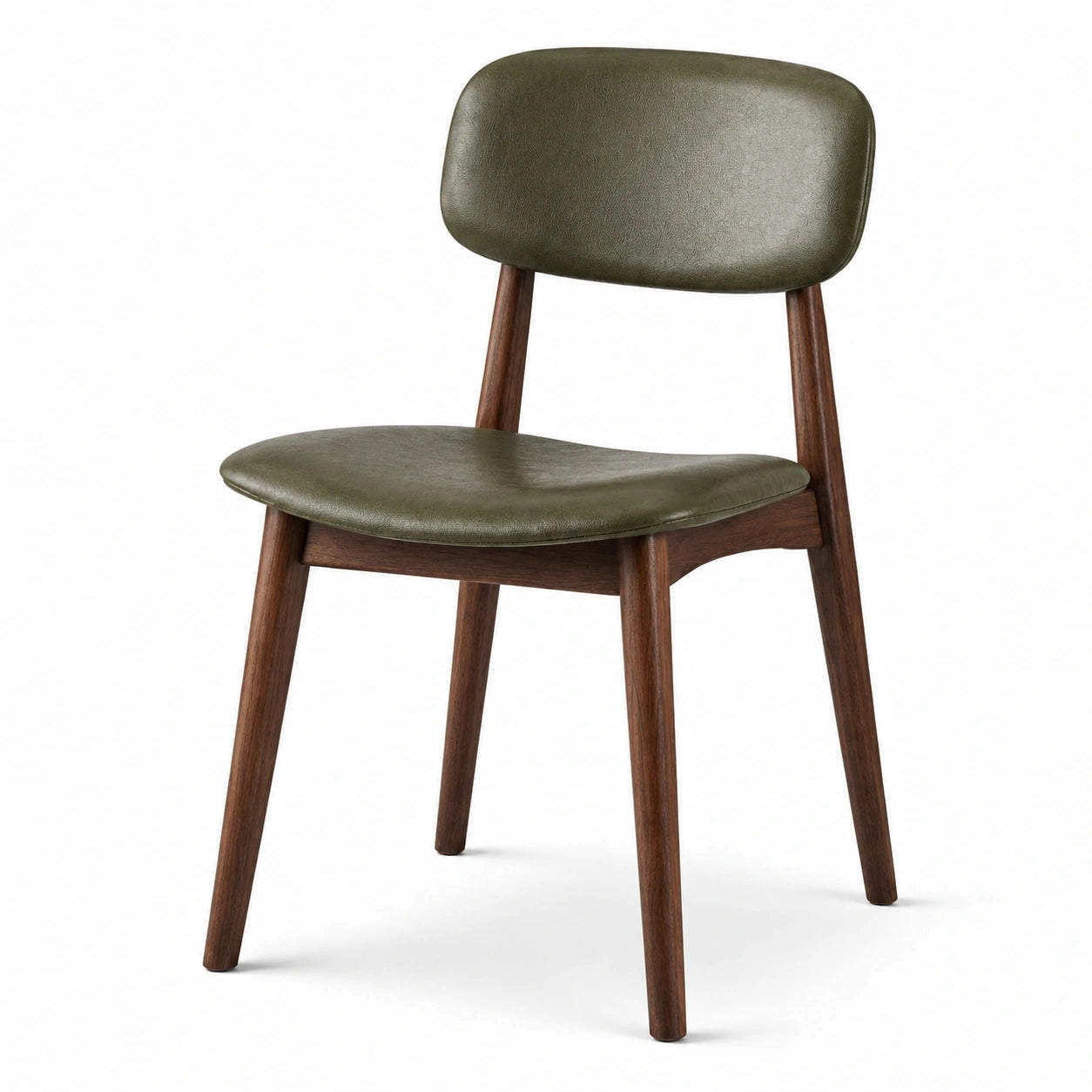 Esszimmerstuhl Walnussholz Olivgrün Leder 80cm