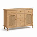 Sideboard aus Eichenholz mit Rattanfronten und Schubladen 100x40x85cm