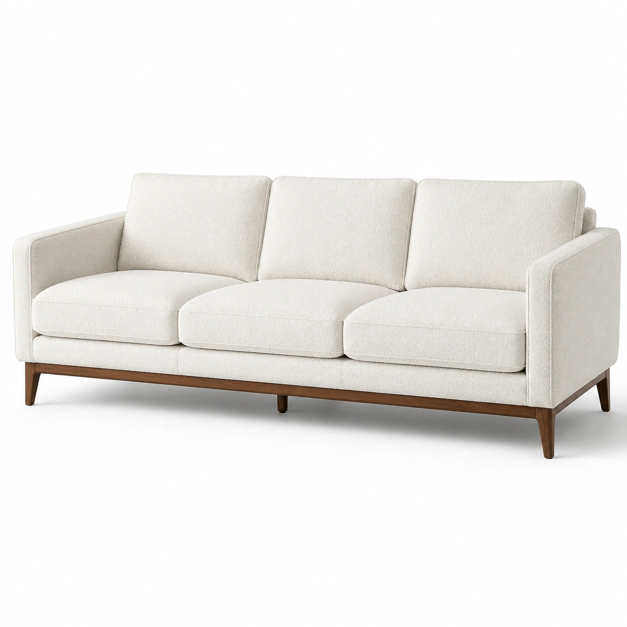 3-Sitzer Sofa aus Baumwollstoff mit Eichenrahmen, Creme