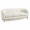 3-Sitzer Sofa Bouclé Stoff Beige mit Metallfüßen