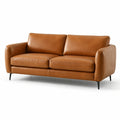Ledersofa 2-Sitzer Braun mit Metallbeinen