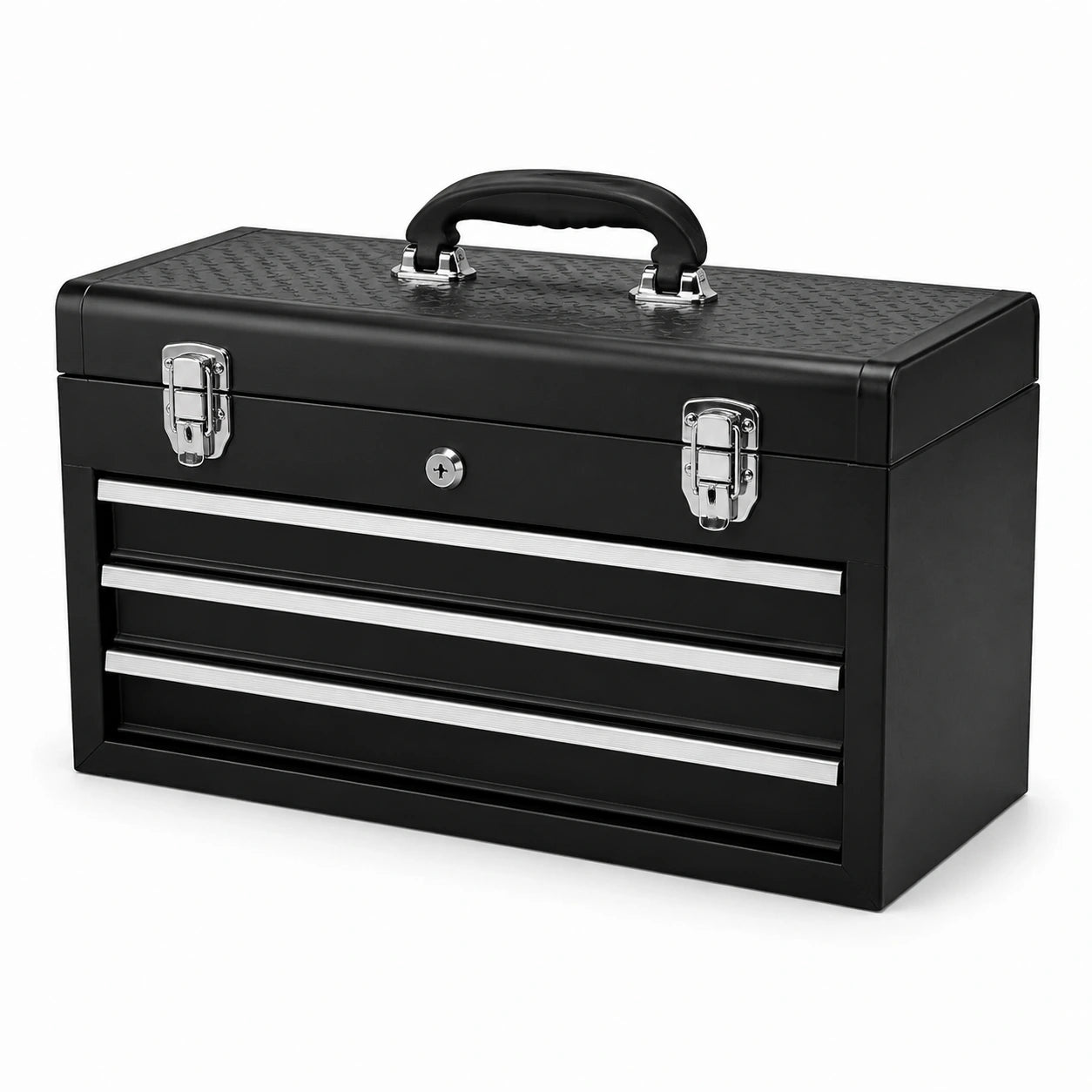 Werkzeugkoffer aus Kohlenstoffstahl, Schwarz, 3 Schubladen, 53cm