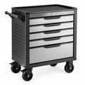 Werkzeugwagen mit 5 Schubladen aus Stahl, 68x45x85cm, Schwarz/Grau