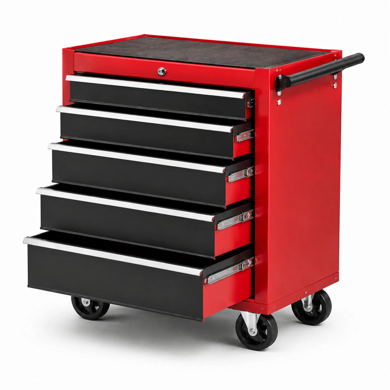 Metall Werkzeugwagen mit 5 Schubladen Rot/Schwarz