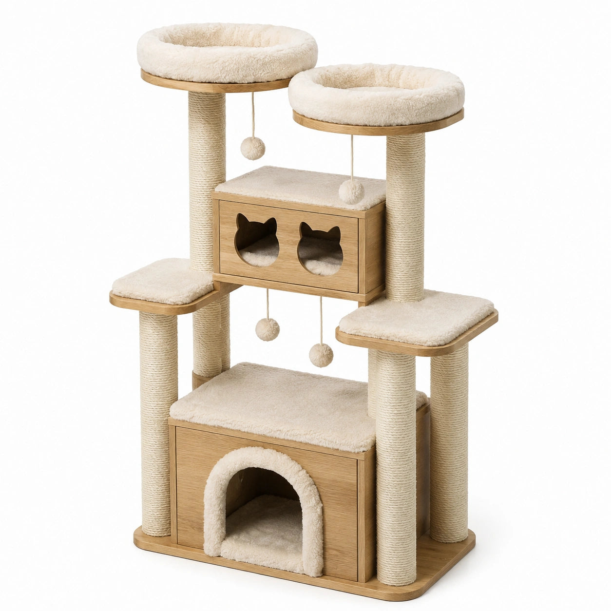 Katzenbaum Beige Holz Sisal 120cm
