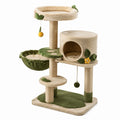 Katzenbaum Beige/Grün mit Polyesterplüsch und Sisal