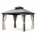 Pavillon 3x3m Aluminium Stahl mit Polyester Vorhängen Dunkelgrau