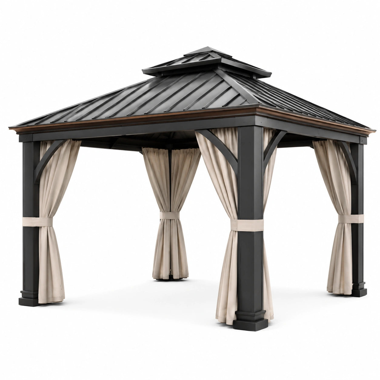 Aluminium Gartenpavillon mit Polyester-Vorhängen