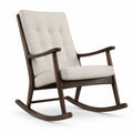Massivholz Schaukelstuhl Leinen Beige 80cm x 60cm x 90cm